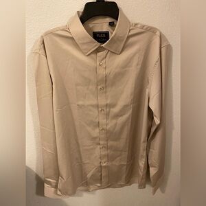 FLEX MENS LUXURY COLLECTION Champagne Button-Up. Size M